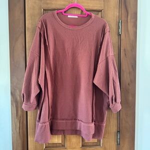 Stylive Boutique Ribbed Pullover Tunic Top Women’s Large Oversized Rust Casual